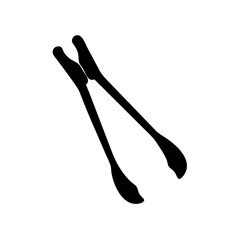 Black silhouette of salad tongs vector illustration for kitchen and cooking projects design