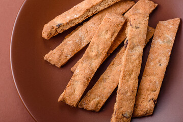 Biscotti or cantuccini biscuits, a crispy sweet Italian pastry. Biscotti dessert