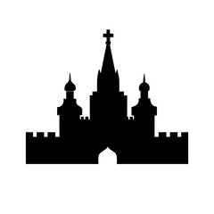 Obraz premium Silhouette of saint basil's cathedral, moscow russia landmark, architecture and travel icon