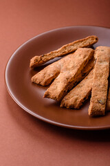 Biscotti or cantuccini biscuits, a crispy sweet Italian pastry. Biscotti dessert