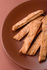 Biscotti or cantuccini biscuits, a crispy sweet Italian pastry. Biscotti dessert