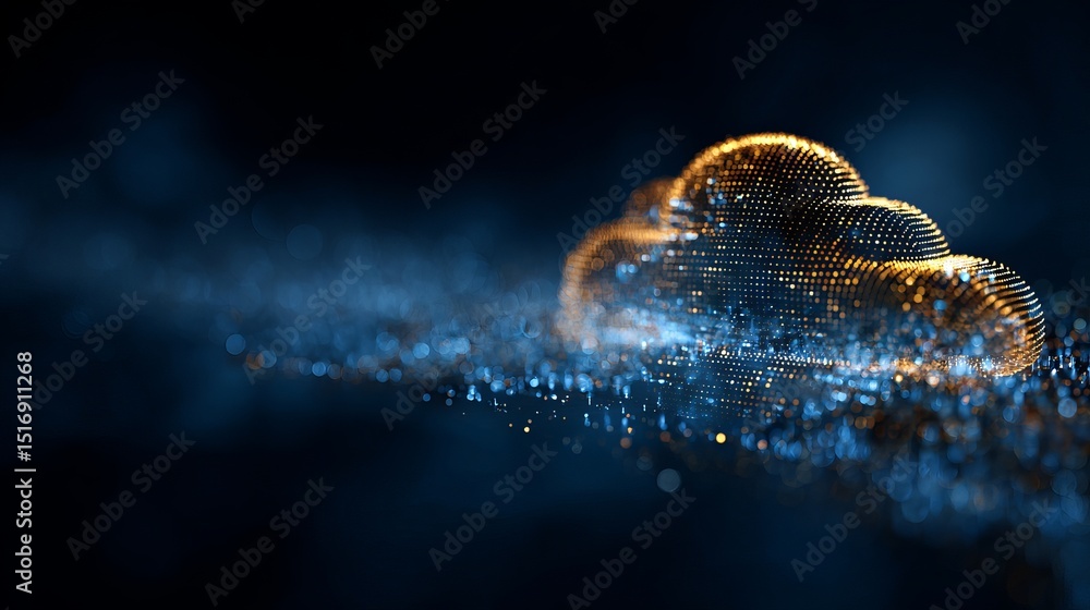 Aufkleber abstract golden cloud digital art particle background technology network data innovation modern desi