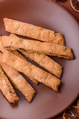 Biscotti or cantuccini biscuits, a crispy sweet Italian pastry. Biscotti dessert