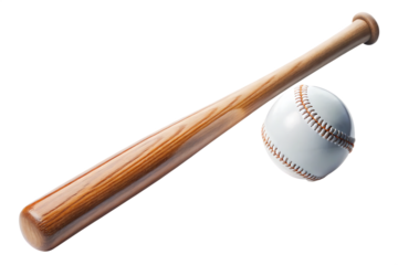 Baseball bat and ball isolated on a white background png ai generated