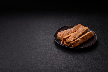 Biscotti or cantuccini biscuits, a crispy sweet Italian pastry. Biscotti dessert