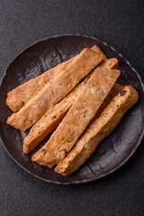 Biscotti or cantuccini biscuits, a crispy sweet Italian pastry. Biscotti dessert