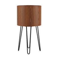 Wooden planter with black metal stand