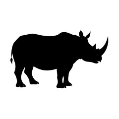 Black rhinoceros silhouette vector illustration for african wildlife animal design art