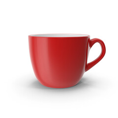 Red Ceramic Coffee Cup Isolated on Transparent Background