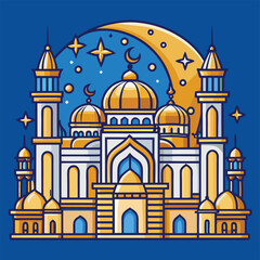 Majestic Mosque Under the Night Sky A Celebration of Islamic Architecture