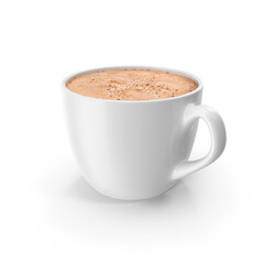 White Ceramic Cup Filled with Coffee Isolated on Transparent Background