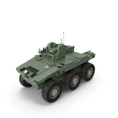 Fototapeta premium Armored Military Reconnaissance Vehicle Isolated on Transparent Background