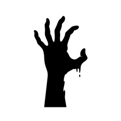 Zombie hand halloween horror dead spooky monster silhouette graphic vector illustration design