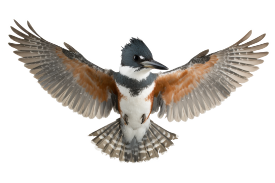 Belted Kingfisher in Flight A Stunning Avian Illustration