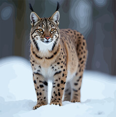 Obraz premium Majestic Lynx in Snowy Forest Wildlife Photography at Its Best