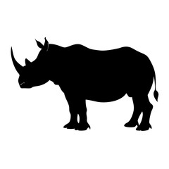 Black rhinoceros silhouette vector illustration african wildlife endangered species animal icon art design
