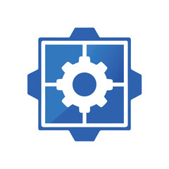 Obraz premium Blue Settings Cogwheel Inside Window Icon
