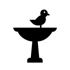 Bird bath silhouette vector illustration garden birdbath backyard black and white design simple art graphic