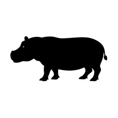 Hippopotamus vector illustration silhouette african animal mammal wildlife zoo safari black hippo art