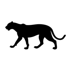 Fototapeta premium Black panther silhouette vector illustration animal wildlife feline predator cat jungle design graphic art