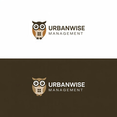A professional logo design for a management company featuring an owl with a house integrated into its design