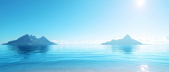 Peaceful Island Beach Scene Under Sunny Blue Sky