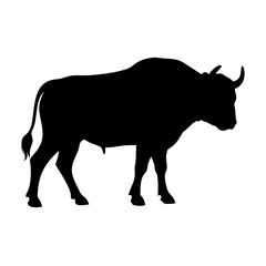Black bull silhouette vector illustration animal mammal livestock farm cattle graphic design isolated bullock image