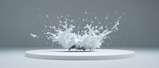 Abstract White Liquid Splash On Gray Background