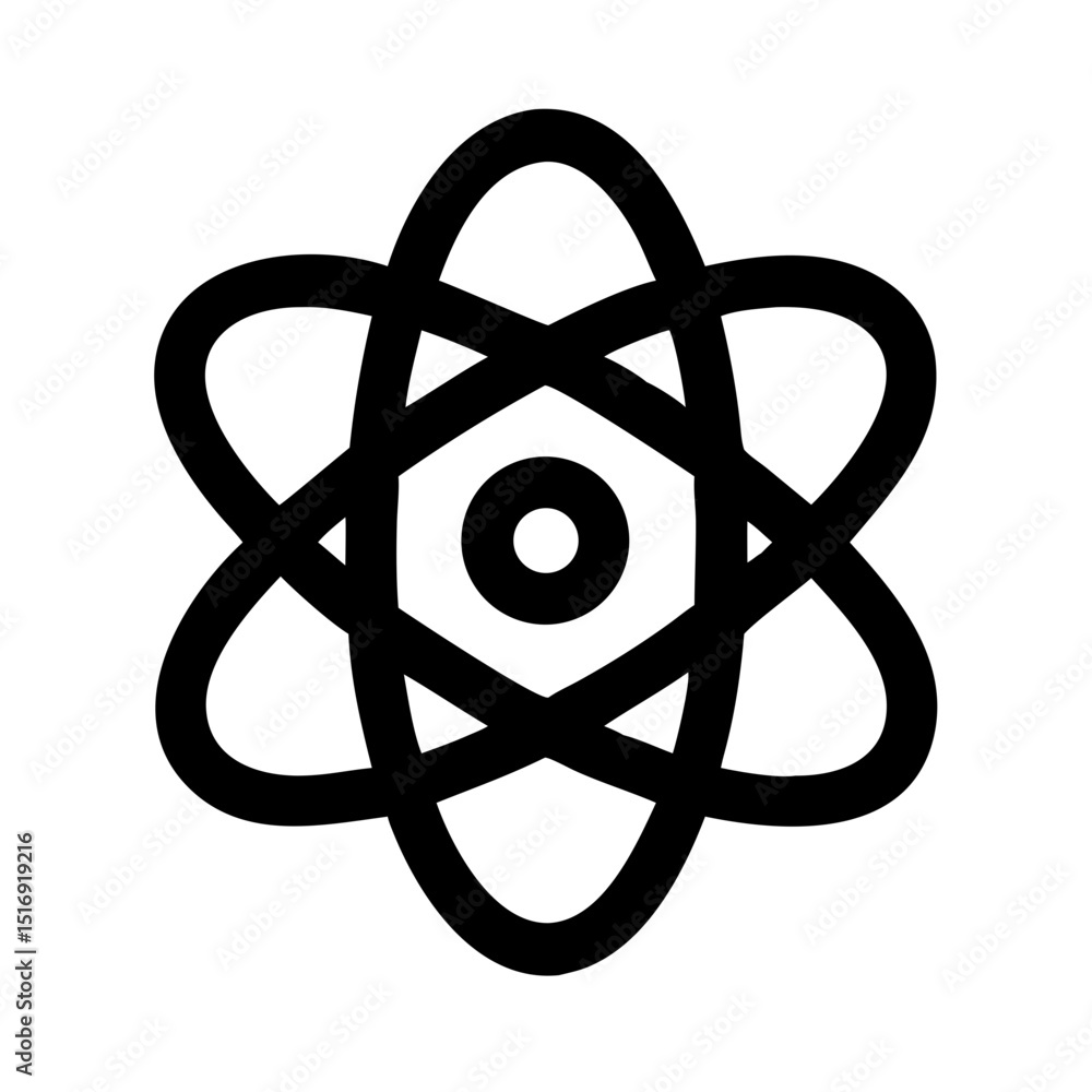 Poster atom symbol graphic vector illustration science icon physics chemistry model design element graphic 