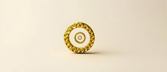 Golden Circular Frame Design On Beige Background