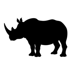 Black rhinoceros vector illustration african wildlife rhino silhouette mammal animal nature icon art design graphic
