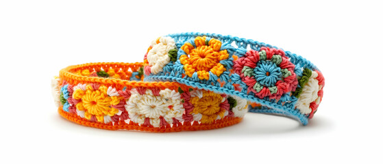 Colorful Crochet Flower Pattern Bracelets