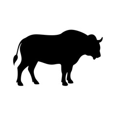 Buffalo silhouette vector illustration of american bison wildlife animal mammal graphic design art, svg