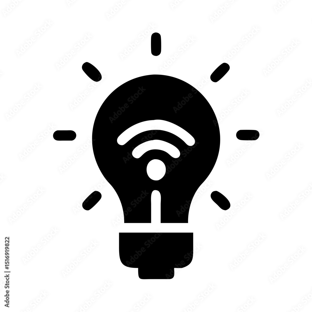 Aufkleber smart light bulb with wifi connectivity icon for iot and automation technology concept idea
