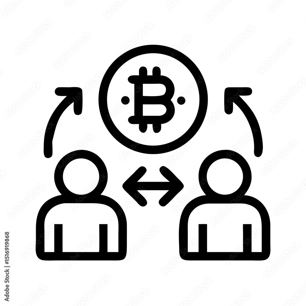 Poster bitcoin exchange cryptocurrency transaction peer to peer network blockchain technology digital curre