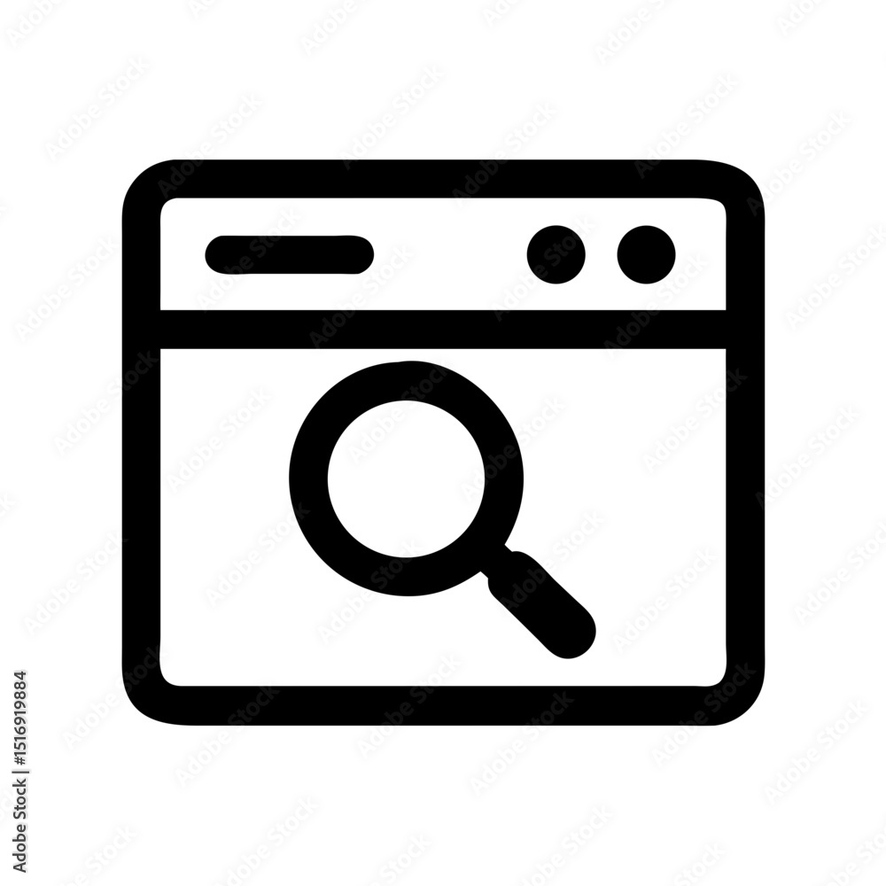 Poster search engine optimization seo browser window magnifying glass find website icon vector image