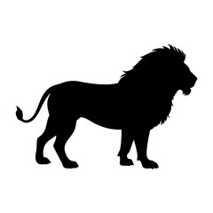 Lion silhouette vector illustration, african wildlife predator, mammal animal, nature king of beasts, feline
