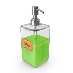 Soap Dispenser with Stainless Metal Pump Isolated on Transparent Background