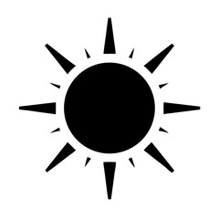 Sun sunshine sunlight solar warm weather summer bright light energy heat black and white icon symbol