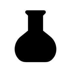 Black chemistry flask vector icon illustration for science experiment and lab equipment design
