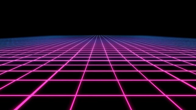 Futuristic grid, vibrant pink lines (1)