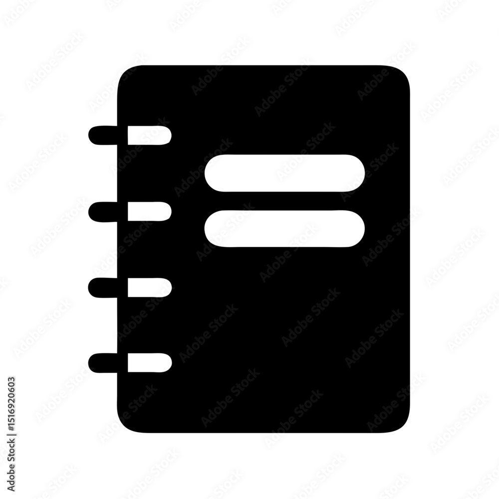 Poster black notebook vector icon for notes, diary, journal, and sketchpad design element and illustration 