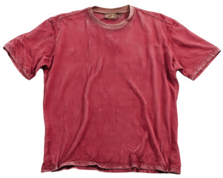 Vintage red t shirt with worn texture, showcasing casual and relaxed style. This garment is perfect for everyday wear, adding touch of retro charm to any outfit