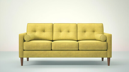 Modern Yellow Sofa With Wooden Legs