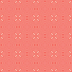 Octagons and circles ornament. Seamless checks, rings pattern. Checks, rounds backdrop. Tiles wallpaper. Ethnic motif. Geometric linear background. Digital paper. Geometrical textile print.