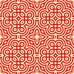 Rhombuses and circles ornament. Seamless checks, rings pattern. Diamonds, rounds backdrop. Tiles wallpaper. Ethnic motif. Geometric linear background. Digital paper. Geometrical textile print.