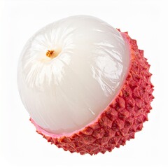 Lychees on Isolated White Background &ndash; Translucent Red Skinned Fruit with White Jelly-Like Flesh