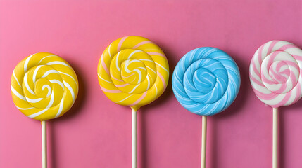 Colorful Lollipops On Pink Background