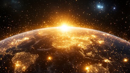 Obraz premium Earth at night with city lights