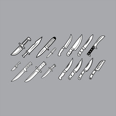 knives are lined up together.